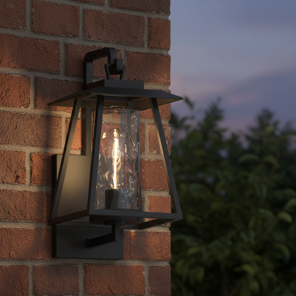 OEM ODM Outdoor Cylinder Stainless Steel Wall Lantern 1-Light Matte Black Sconce Tempered Glass Shade Modern Garden Porch