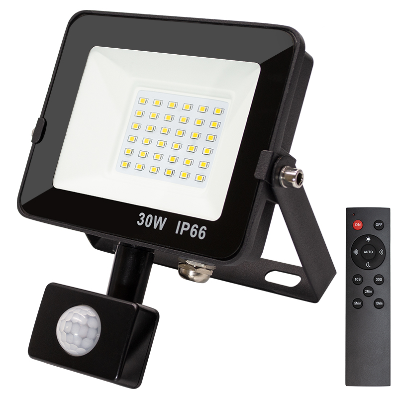 IP66 Waterproof AC Outdoor Wall Lights Dusk to Dawn 30W 50W 100W Automotive LED PIR Motion Sensor Flood Light Garden Garage Gate