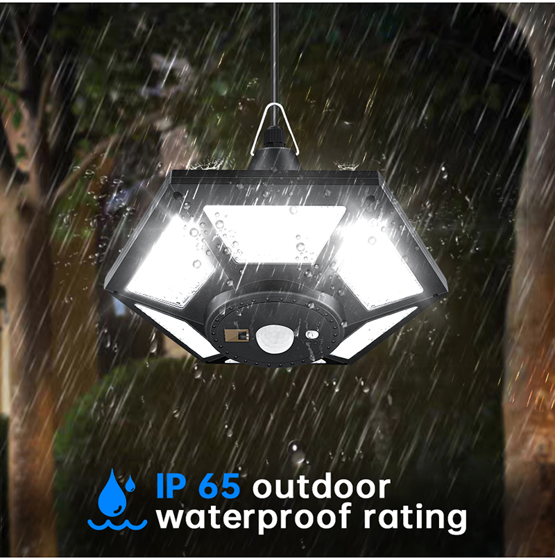 Solar Pendant Lights 180LED 1000LM Outdoor Motion Sensor Shed Light IP65 Waterproof with Remote