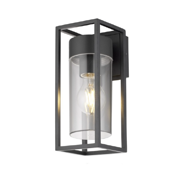 Modern Aluminum Black Single Box Waterproof Garden Porch E27 Outdoor Exterior Wall Lantern Light