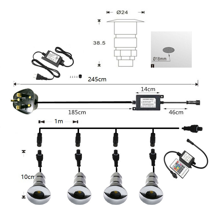 LED Deck Step Lights Kit 0.6w Half Moon Low Voltage Outdoor Deck Lighting Waterproof Yard Path Stair Railing Deck Light