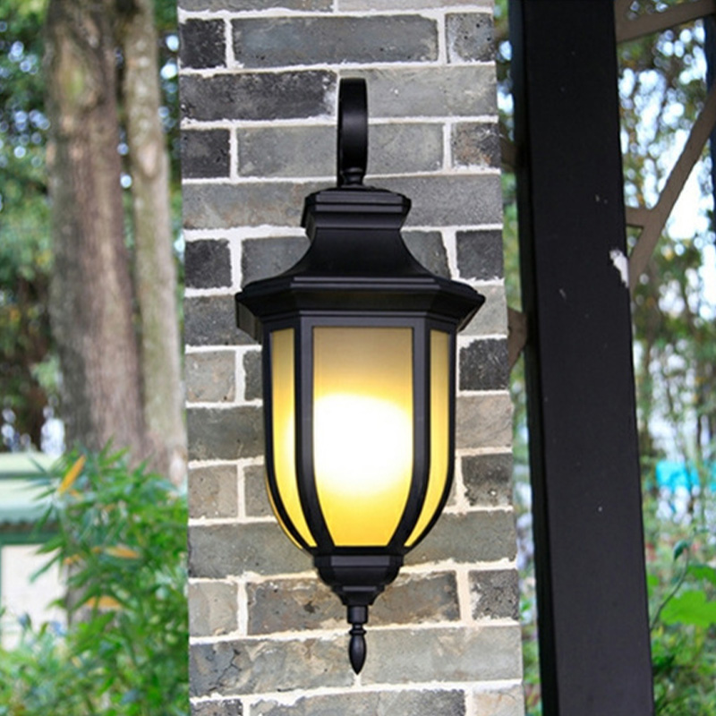 Outdoor Wall Lantern Black Aluminum Clear Glass Waterproof Vintage Porch Patio Entryway Wall Light