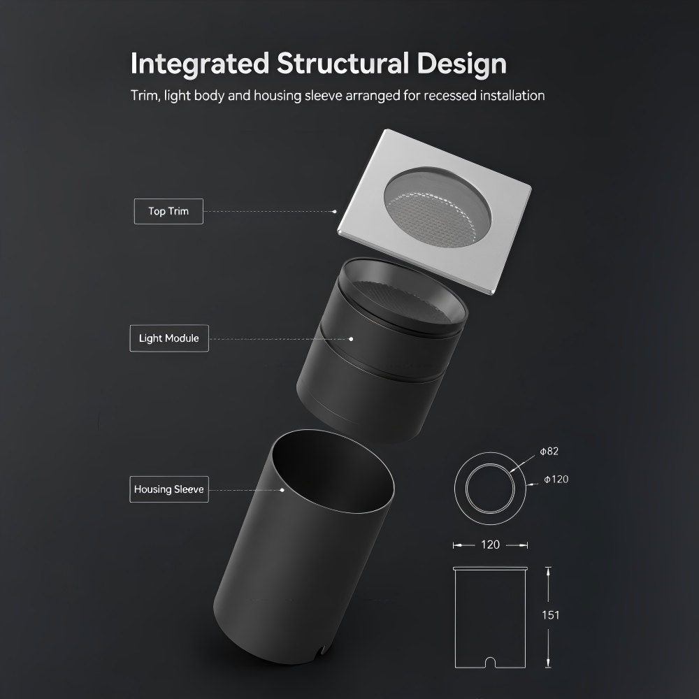 Crane MA120 LED Inground Light Honeycomb Anti-Glare Landscape Architectural Well Lamp Integrated Waterproof IP67 Direct Burial