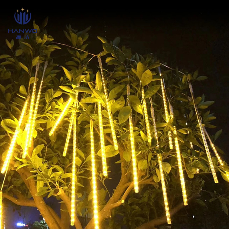 50cm/80cm Outdoor Waterproof 10 Tube LED Meteor Shower Pendant Light Christmas Romantic Atmosphere Wedding Holiday Decoration