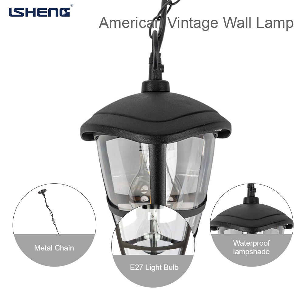 Modern Outdoor and Indoor Pendant Lamp with Plastic Shade E27 60w Waterproof Ceiling Lamp for Courtyard Balcony and Corridor