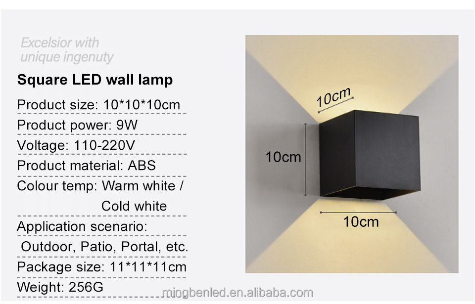 Square LED wall lamp