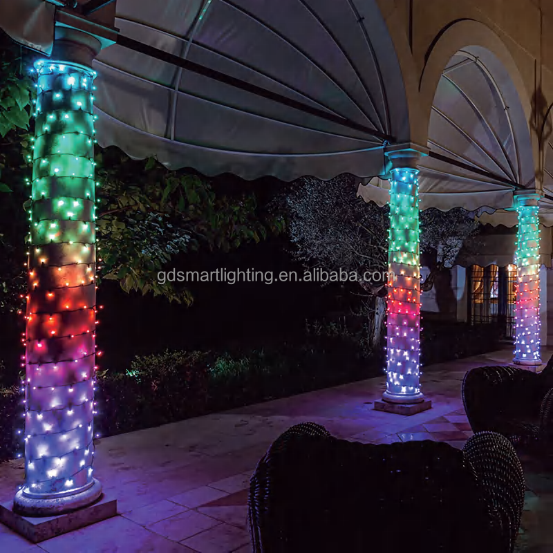 DC24V 0.25W RGBIC IP67 Milky White Outdoor 50pcs/string Led Christmas String Lights For Holiday Decoration
