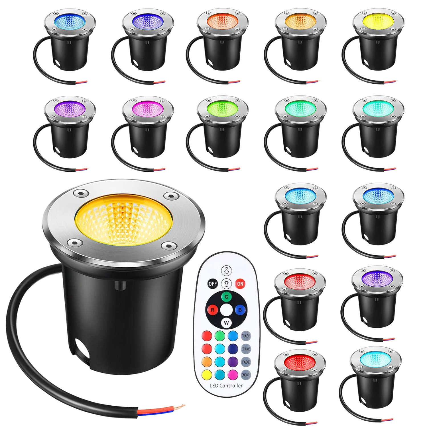 Remote Control 10W RGBW Landscape Light Outdoor LED Well Light 12-24V Multi-color IP67 Waterproof Garden Light
