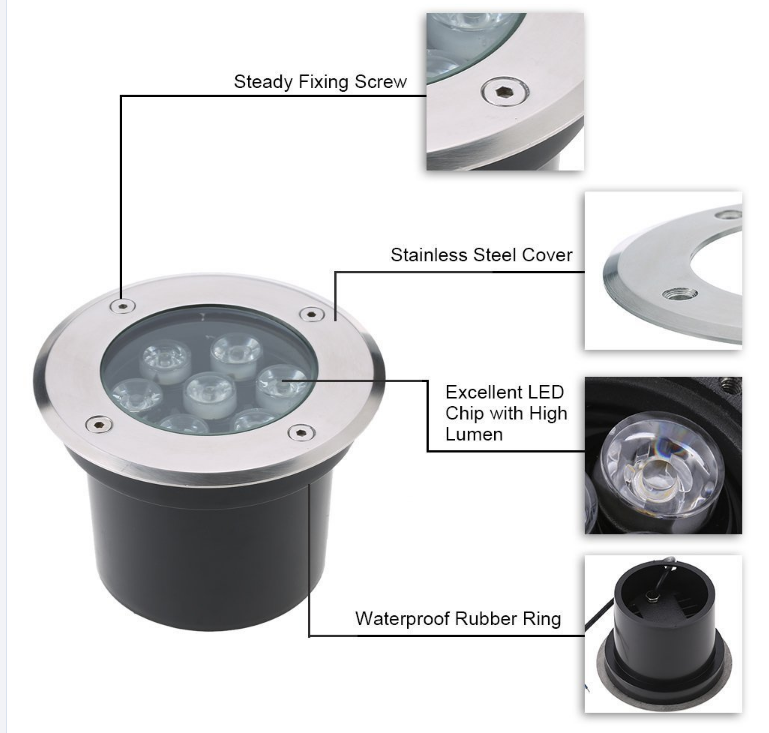 IP67 Waterproof Aluminum Die-Cast Deck Light Low Voltage Underground Well Light for Garden Landscape Outdoor Application