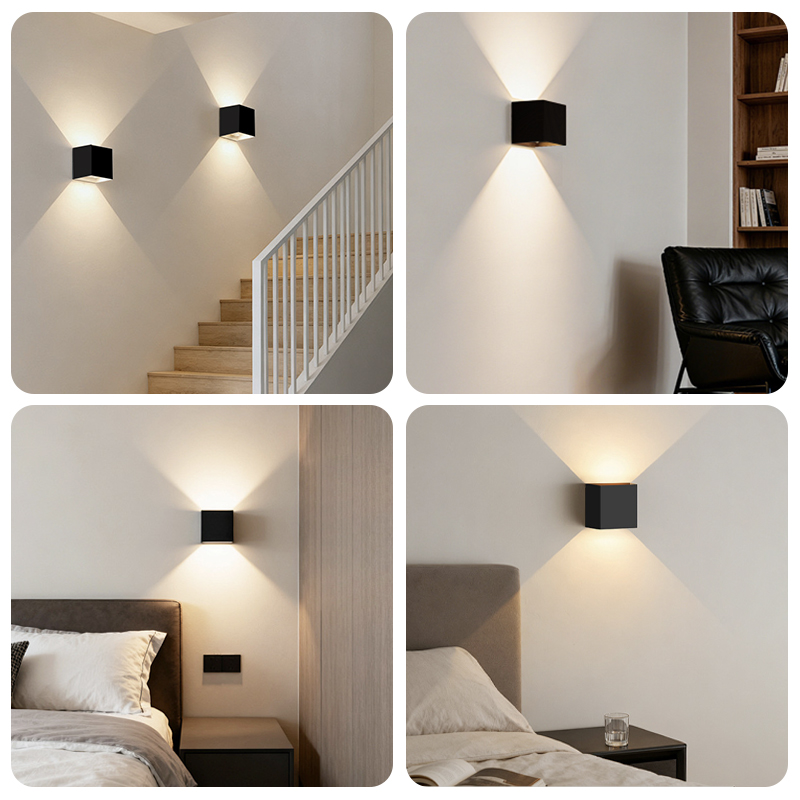 EGH Square Motion Sensor Wall Light PIR Sensor Motion Activated LED Garden Lawn Corridor Wall Mounted ABS Modern Black