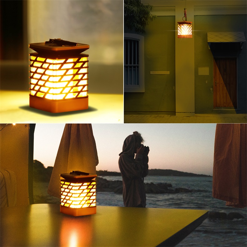 Outdoor Lantern Solar Panel Decorative Flickering Garden Led Solar Flame Light