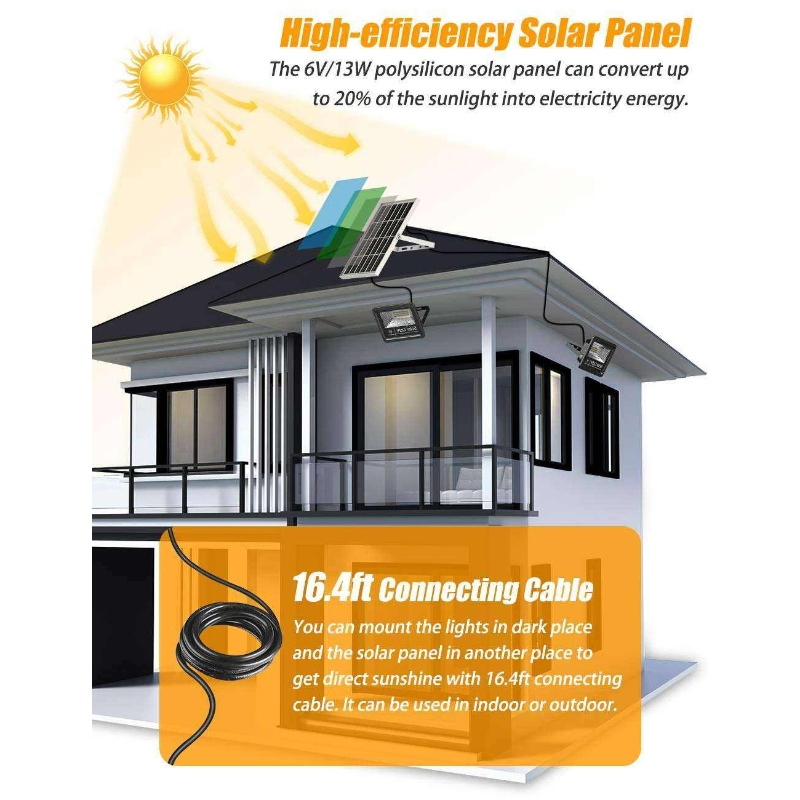 Bright IP65 Waterproof Security 300W Solar Flood Light with Remote ABS Body