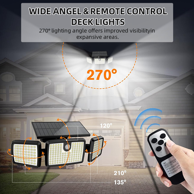 AuSilver High Brightness IP67 LED Solar Garden Security Lights 3-Head with Motion Sensor Outdoor Garden Landscape Yard Lighting