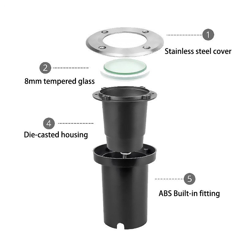 IP67 GU10 In-Ground Well Light IP67 304 Stainless Steel Waterproof Aluminum,Directional Horizontally Outdoor Landscape Lighting