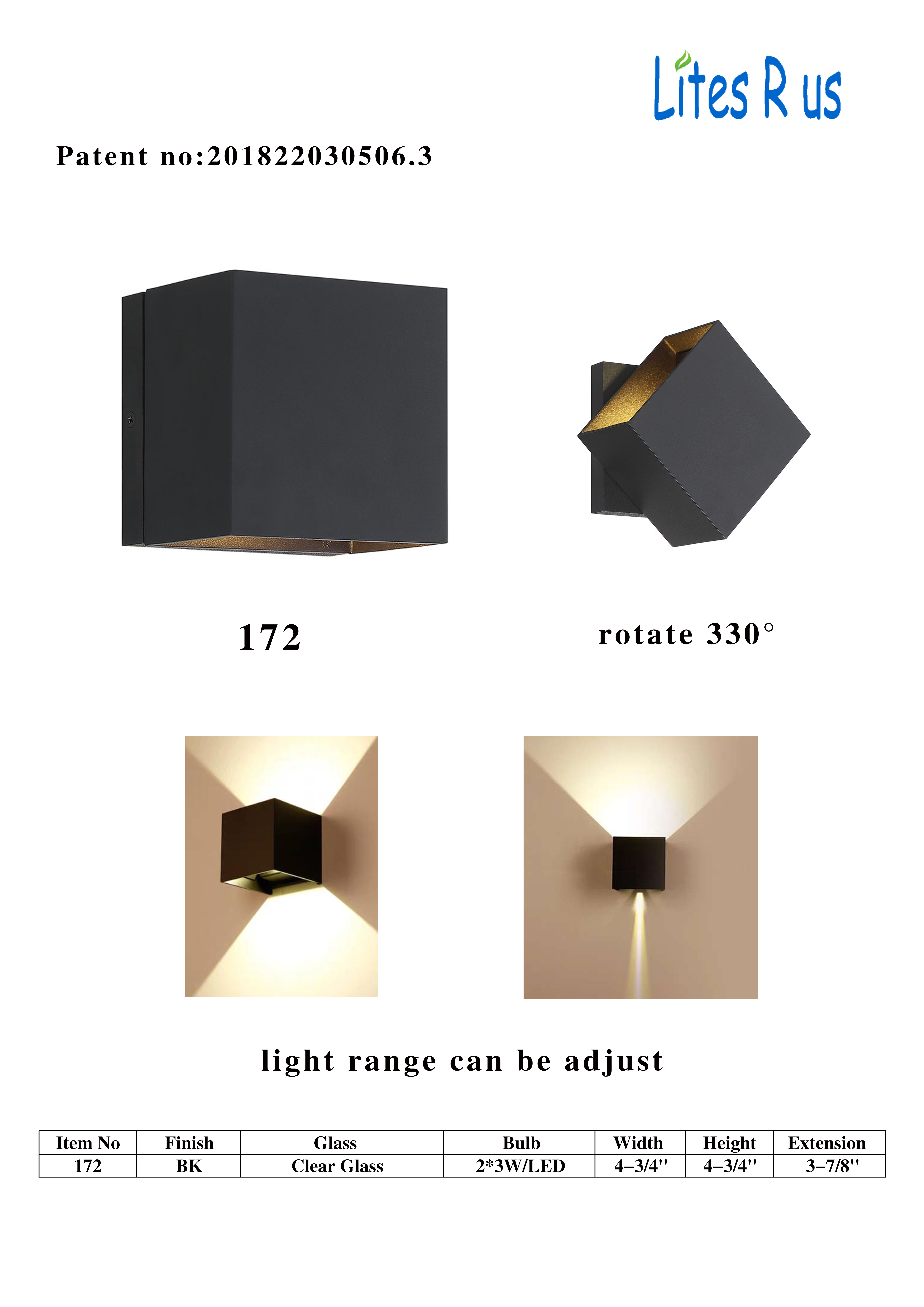 Modern Outdoor LED Square Wall Light up and Down with Rotated Function Hot Sale Aluminum Cylinder Base Wall Mounted Downlight