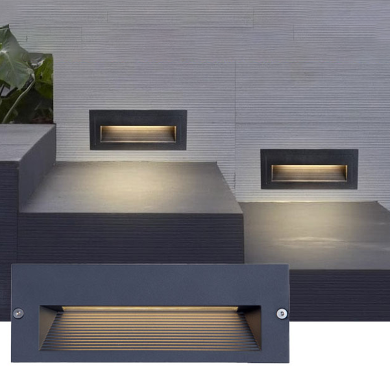 3W Warm LED Stair Step Light Deck Wall Lamp Body with Die-Cast Aluminum Hidden Installation Outdoor Waterproof LED Wall Light