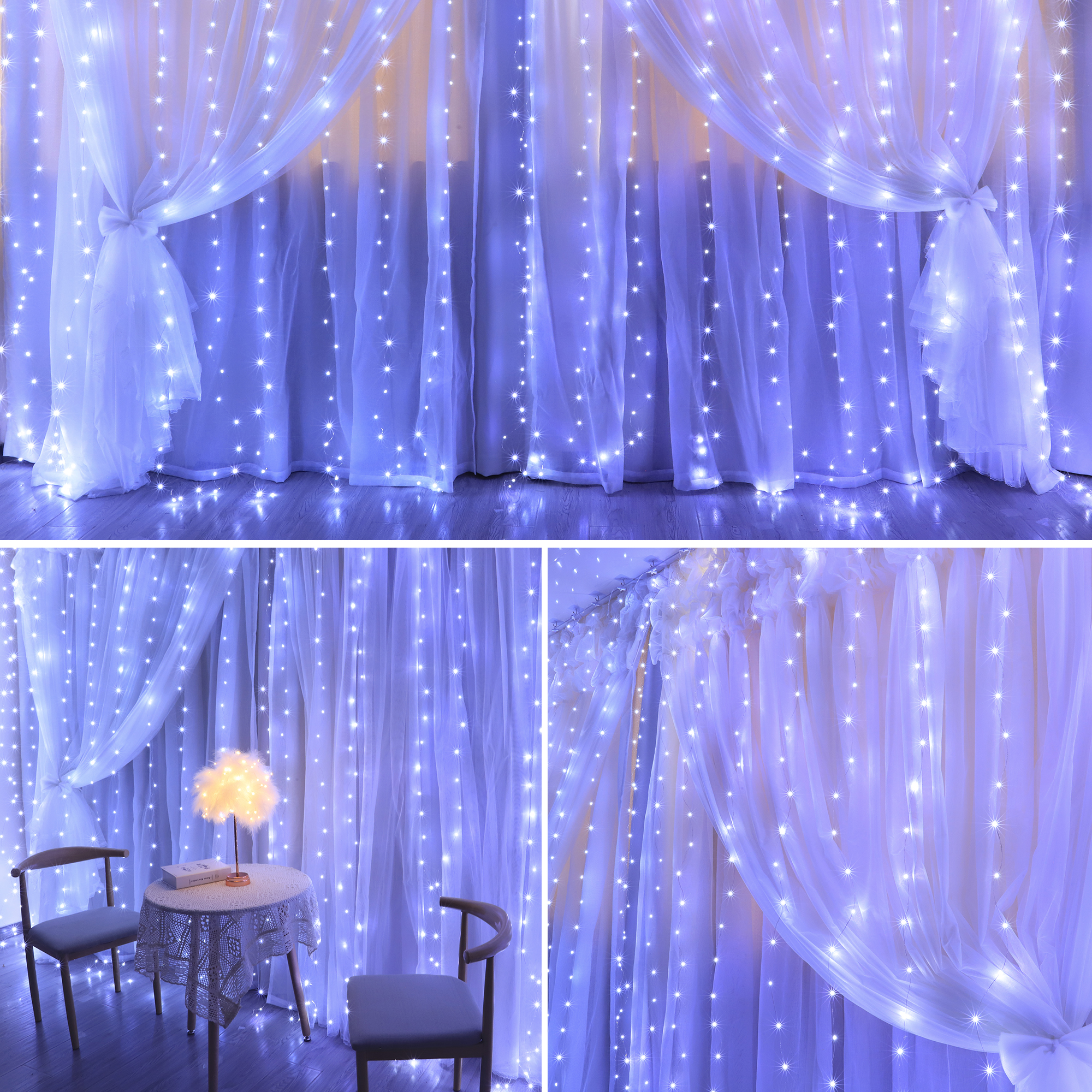 3M LED Fairy Lights Garland Led Festoon Curtain Lamp Remote Control USB Curtains String Lights Christmas Decoration for Home