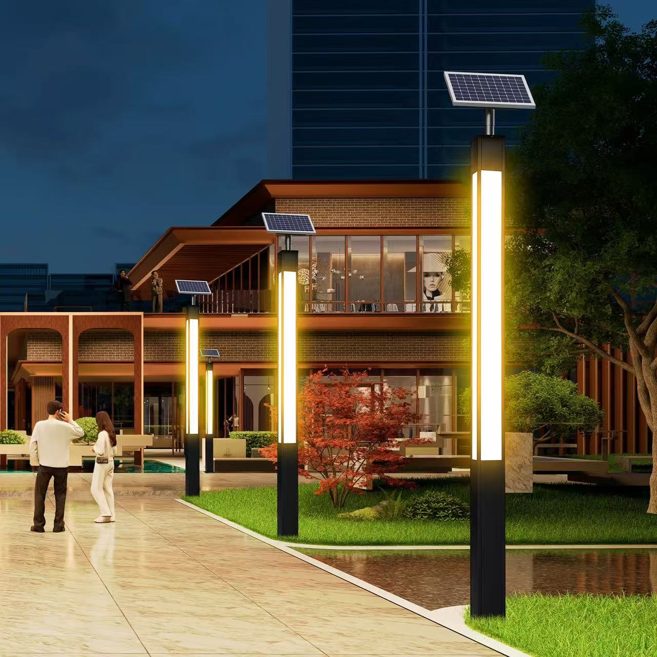Modern Vertical LED Garden Light IP65 Waterproof Outdoor Pathway Pillar Lamp Villa Courtyard Walkway Landscape Street Lighting