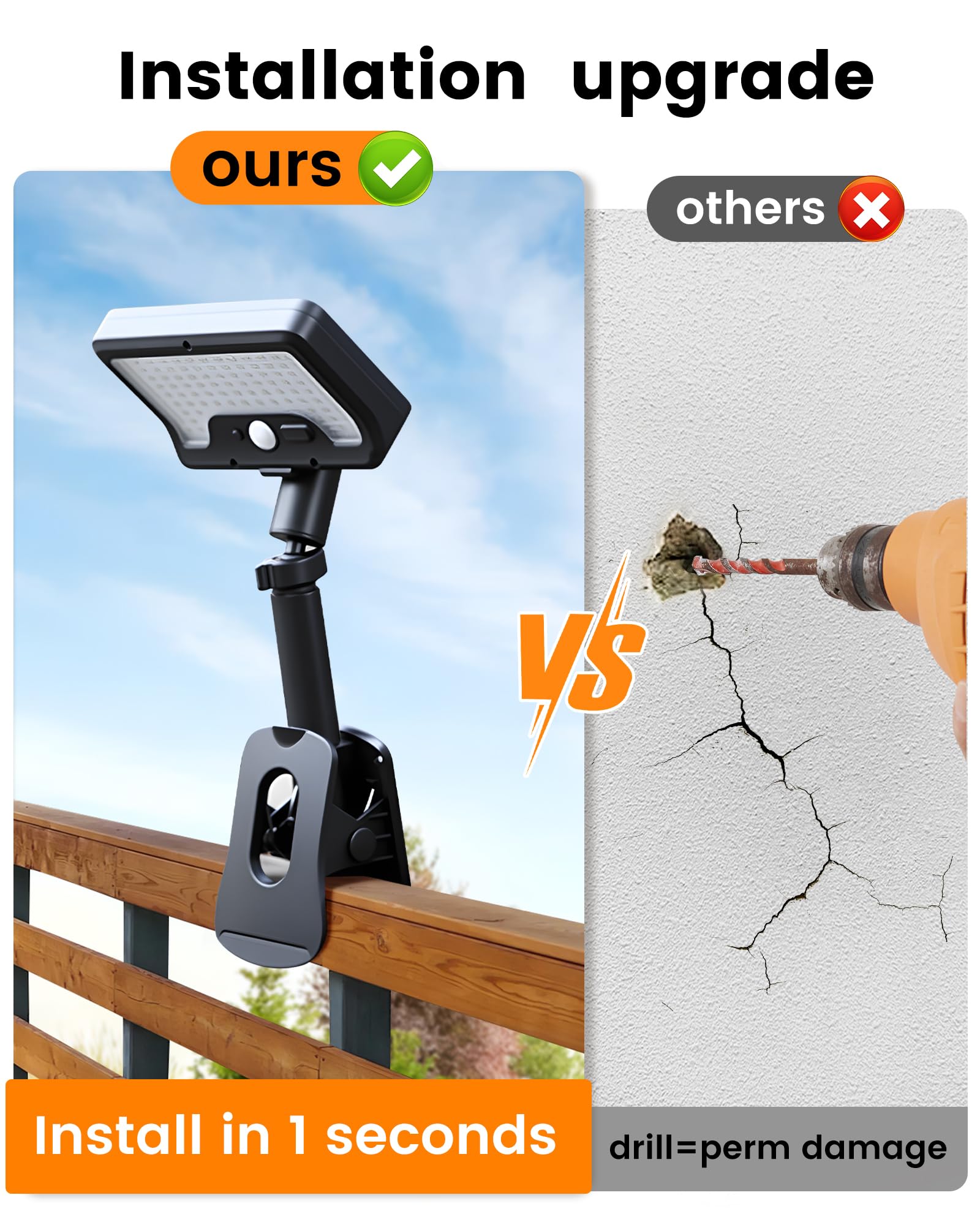Vantone Clip on Solar Lights Outdoor Motion Sensor Solar Fence Lights Outdoor Solar Lights for Chain Link Fence Deck Gutter