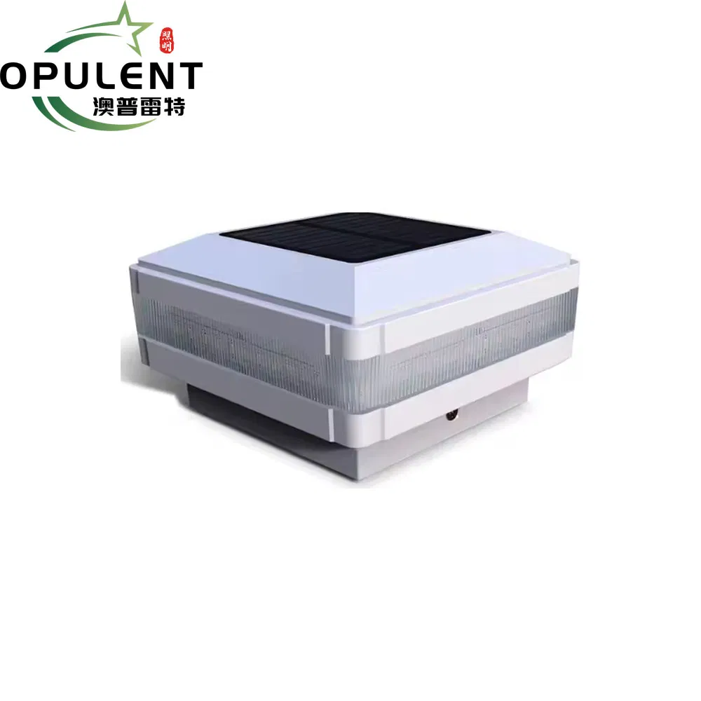 Opulent White and Black Solar Deck Patio Light with 300 Lumen Long Time Autonomy LED Source Post Cap &amp; Garden Light