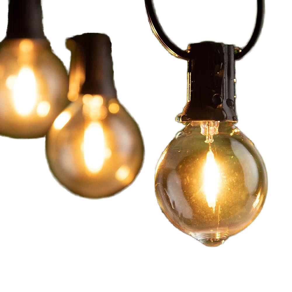 Vintage Patio Globe LED String Lights G40 Bulb E26 Base 25 Sockets 2700K Warm White Connector Festoon Lighting Christmas