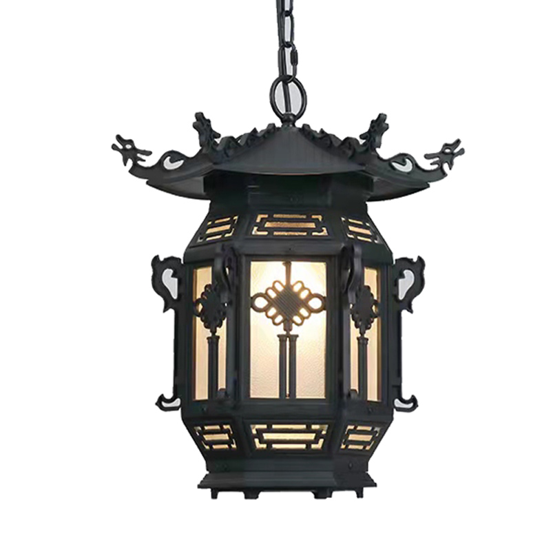 Hot Sale Classical LED Lamps Waterproof for Home Corridor Retro Outdoor Pendant Light Black Chandelier