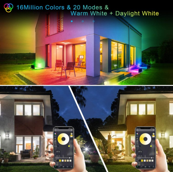20W RGB W LED Reflector Floodlight Security Flood Lights Outdoor Garden Lamp Spotlight IP66 Waterproof