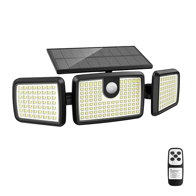 AuSilver High Brightness IP67 LED Solar Garden Security Lights 3-Head with Motion Sensor Outdoor Garden Landscape Yard Lighting