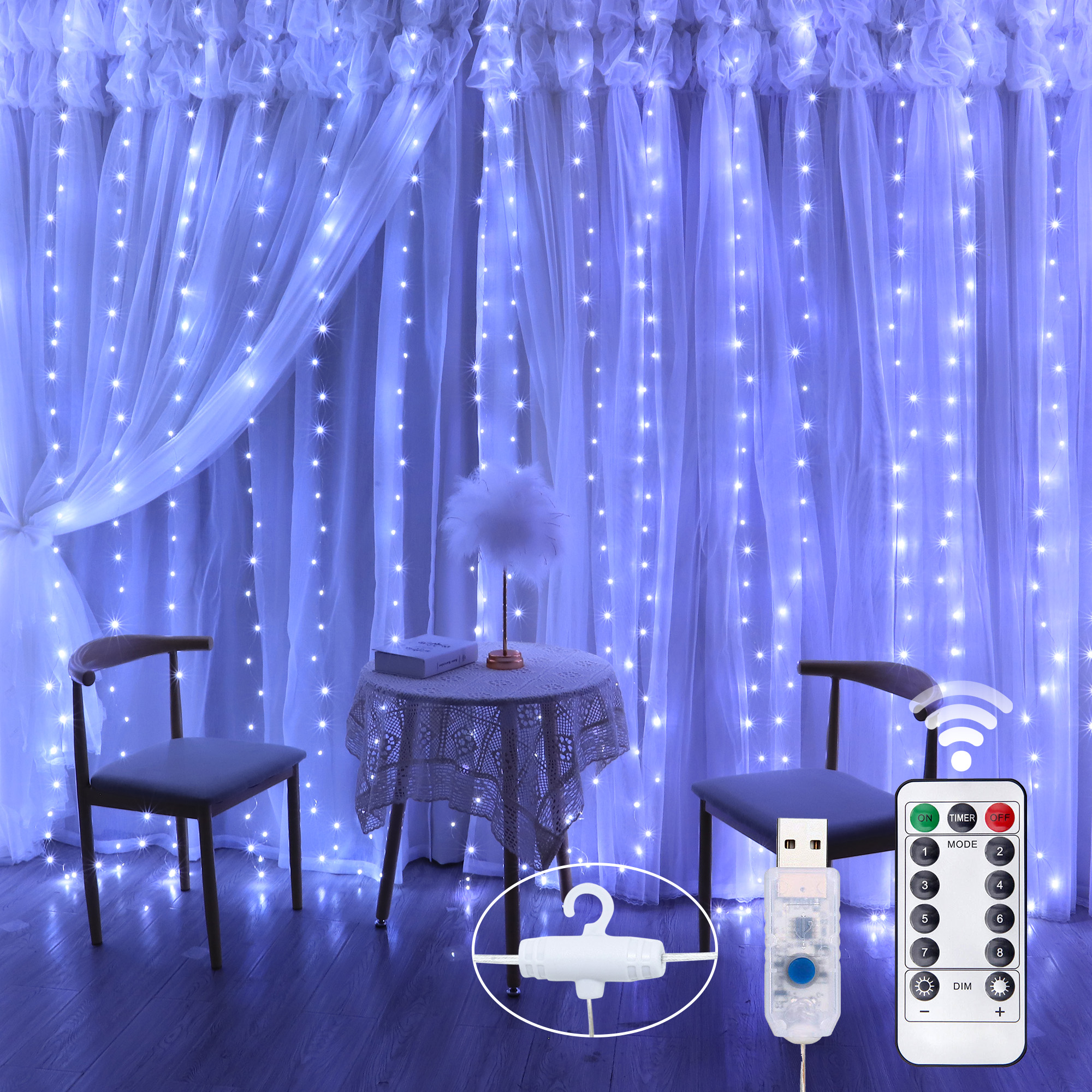 3M LED Fairy Lights Garland Led Festoon Curtain Lamp Remote Control USB Curtains String Lights Christmas Decoration for Home