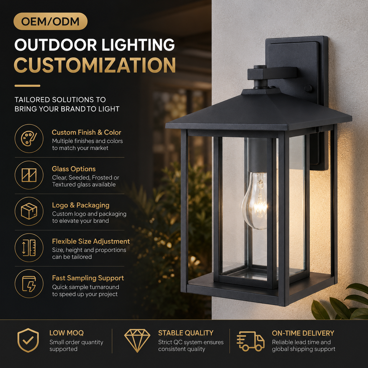 Modern Black Outdoor Wall Lantern E26 E27 Waterproof Exterior Wall Sconce Clear Glass Porch Light for Patio Garden Garage Villas