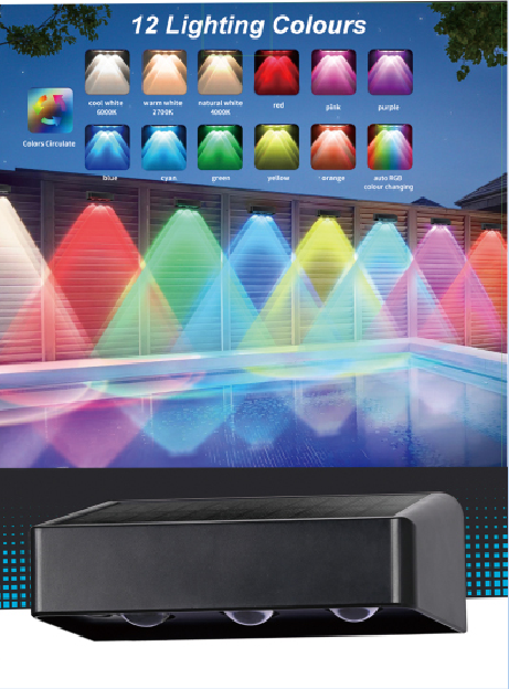 Super Bright RGB LED Solar Wall Lamp for Garden Fence Stairs Decorative Lighting Outdoor IP65 Rating Landscape Solar Step Light