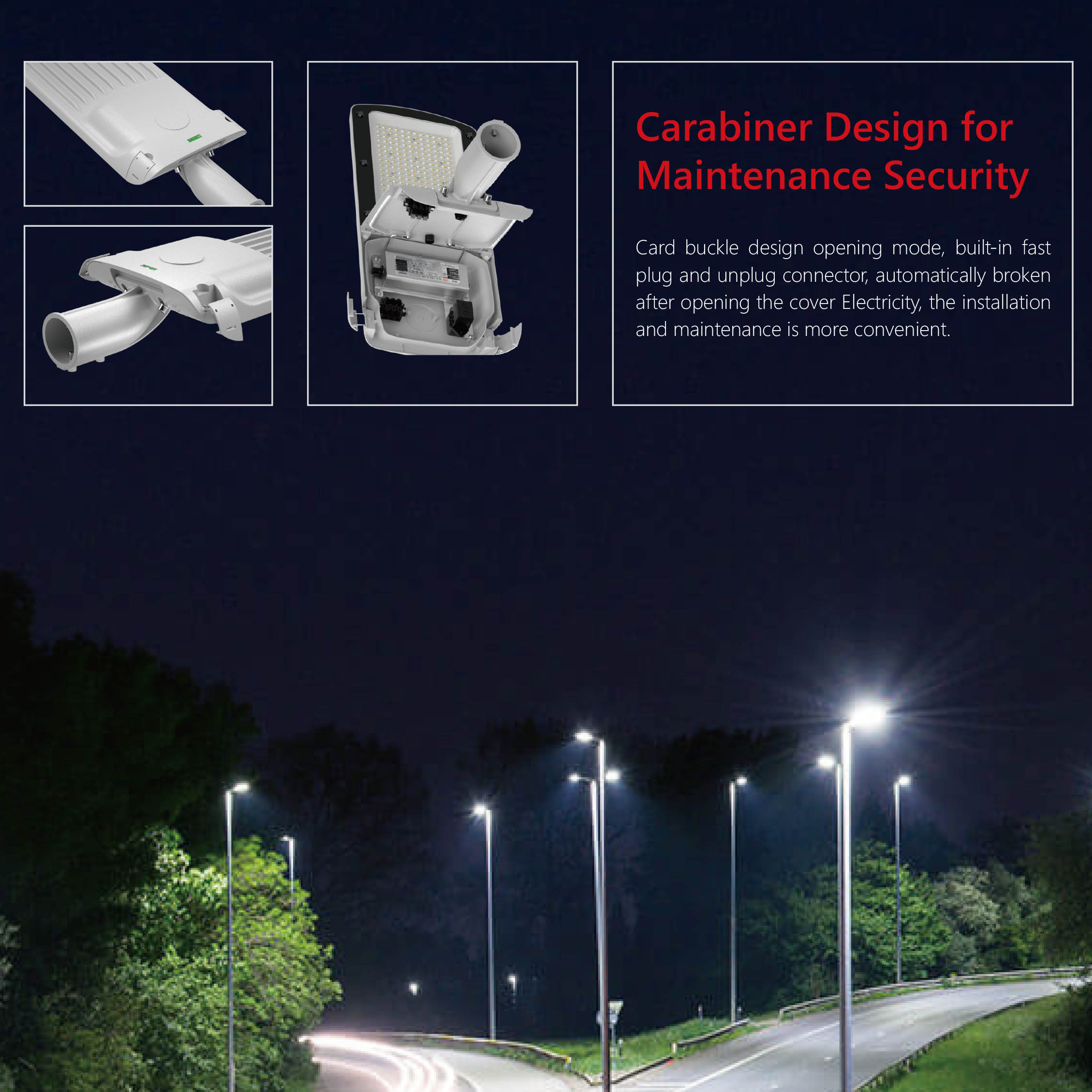 Outdoor IP66 LED Street Lights Aluminum Alloy 40W-320W Smartthings Compatible Motion Sensor 5-Year Warranty Road Lighting
