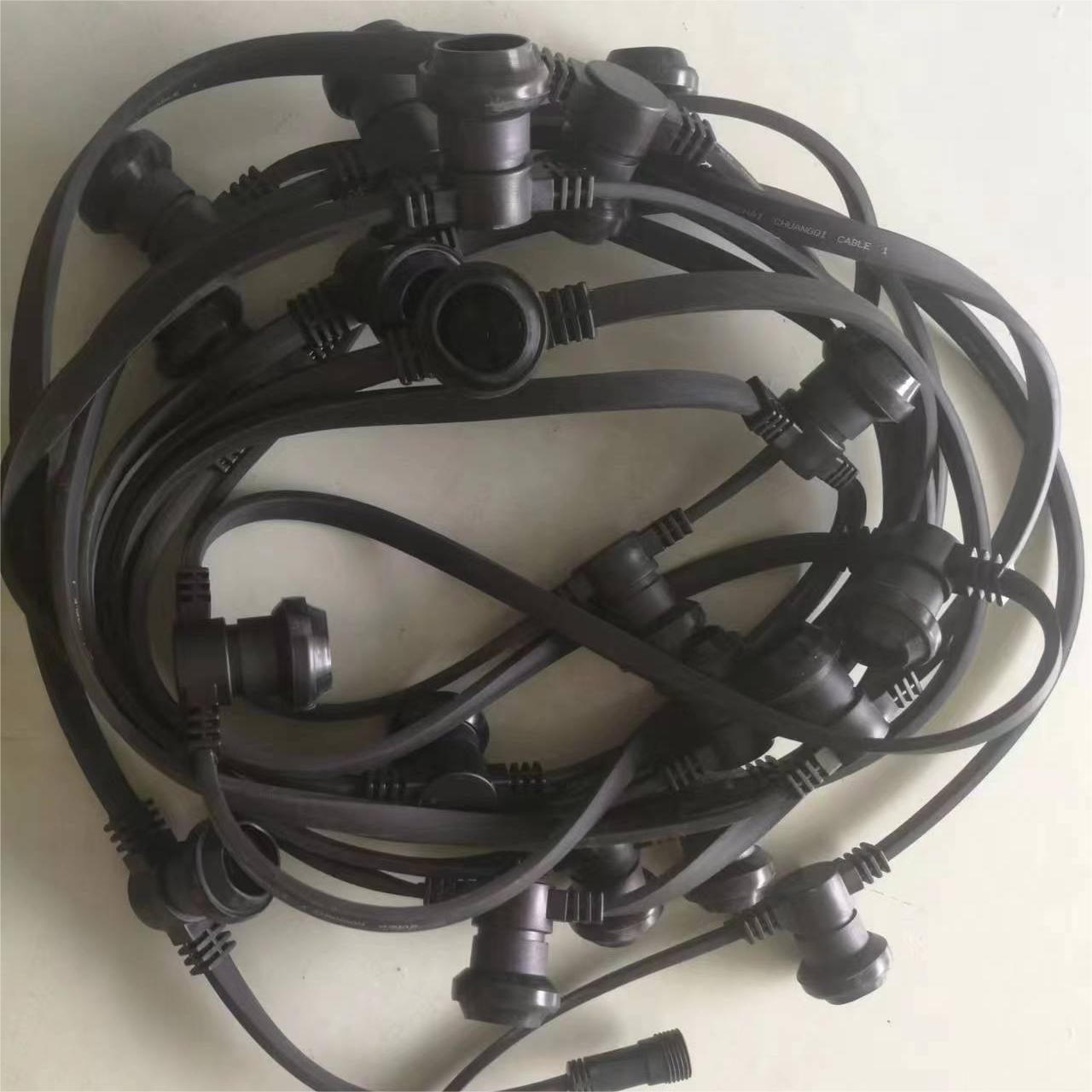 AC220V 100m IP65 Connectable Rubber Garland E27 Vintage Patio String Light E27 B22 Base Outdoor Festoon Patio Belt Light