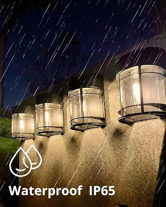 Solar Fence Lights Outdoor 8 Pack Deck Lights Solar Powered with Edison LED Bulbs, Waterproof, Outdoor for Garden Post Patio Backyard Decor