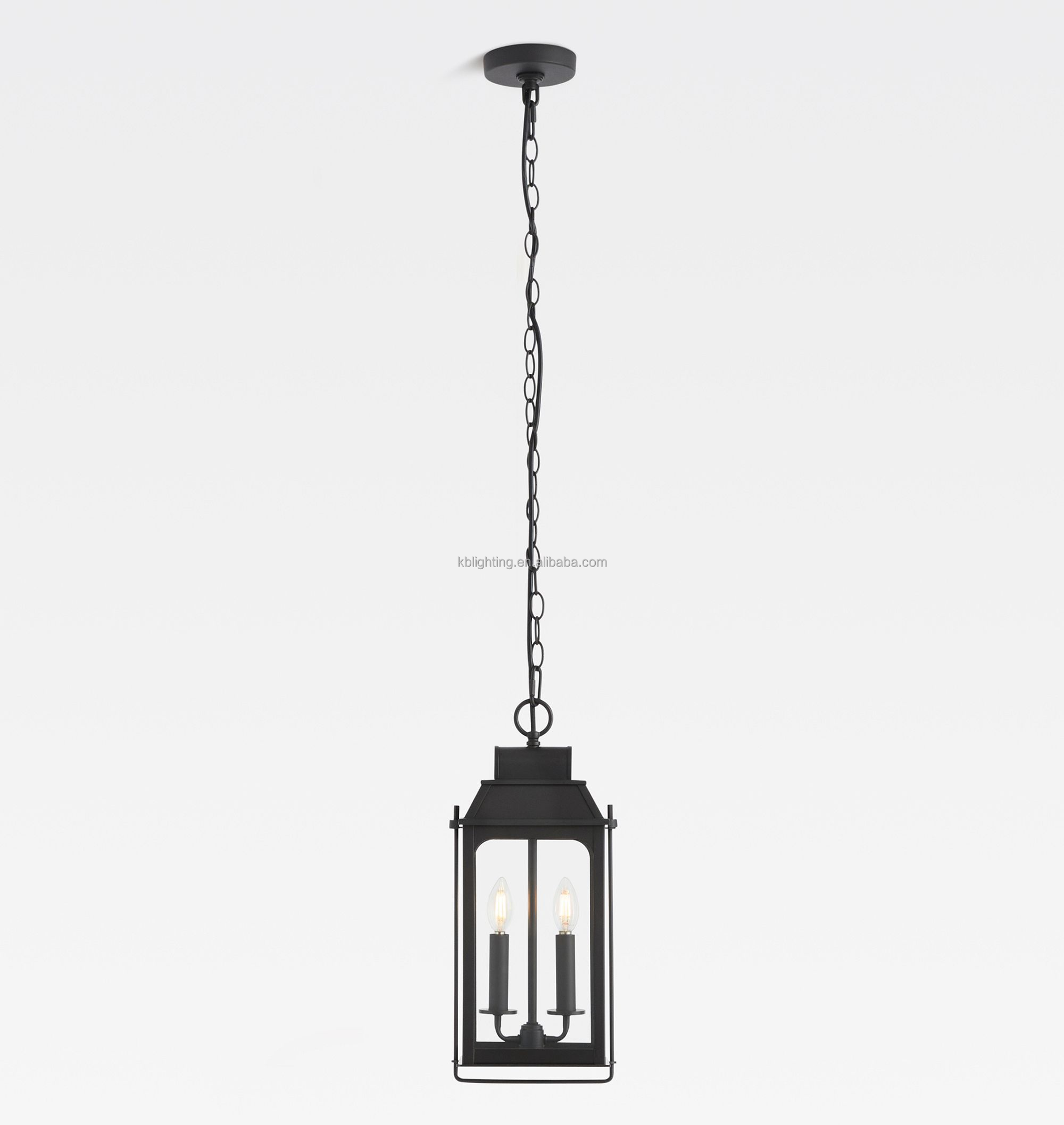 Simple Vintage Industrial Waterproof Outdoor Lighting Matte Black Outside Front Door Entryway Porch Lantern Garden Pendant Light