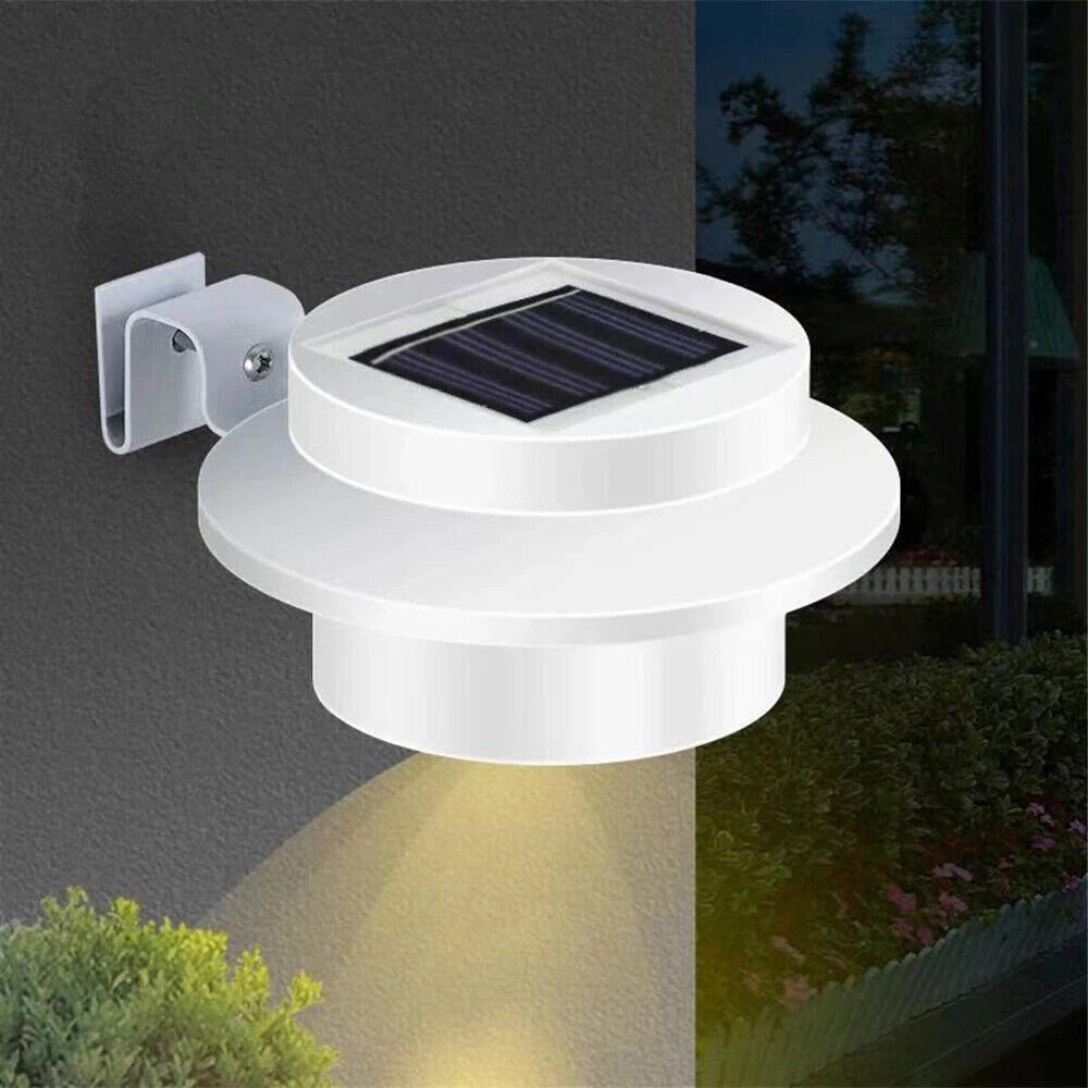 2024 LED Solar Gutter Lights Wall Light 3LED Outdoor Garden Pathway Fence Lamps
