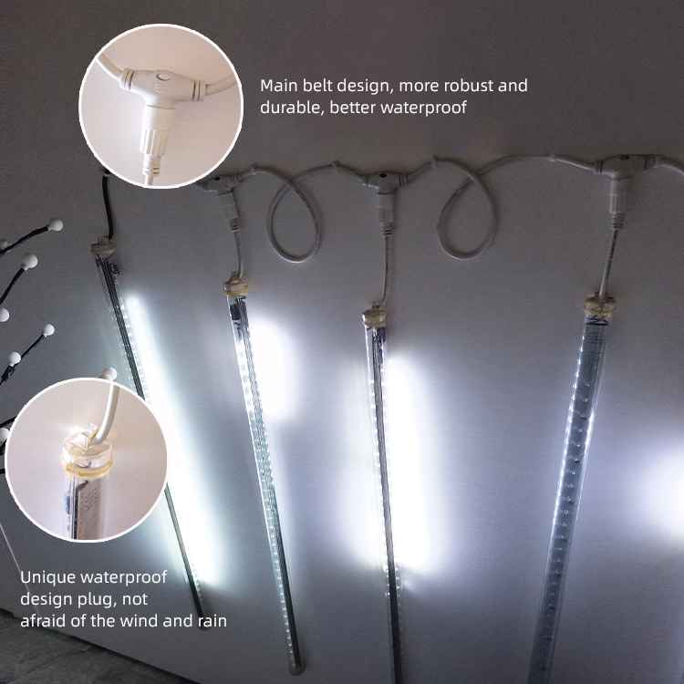LED Meteor Tube Light Outdoor Lighting 30/50/80cm LED Meteor Shower Rain Light Pendant Lamp Warm White Colorful Drop Meteor