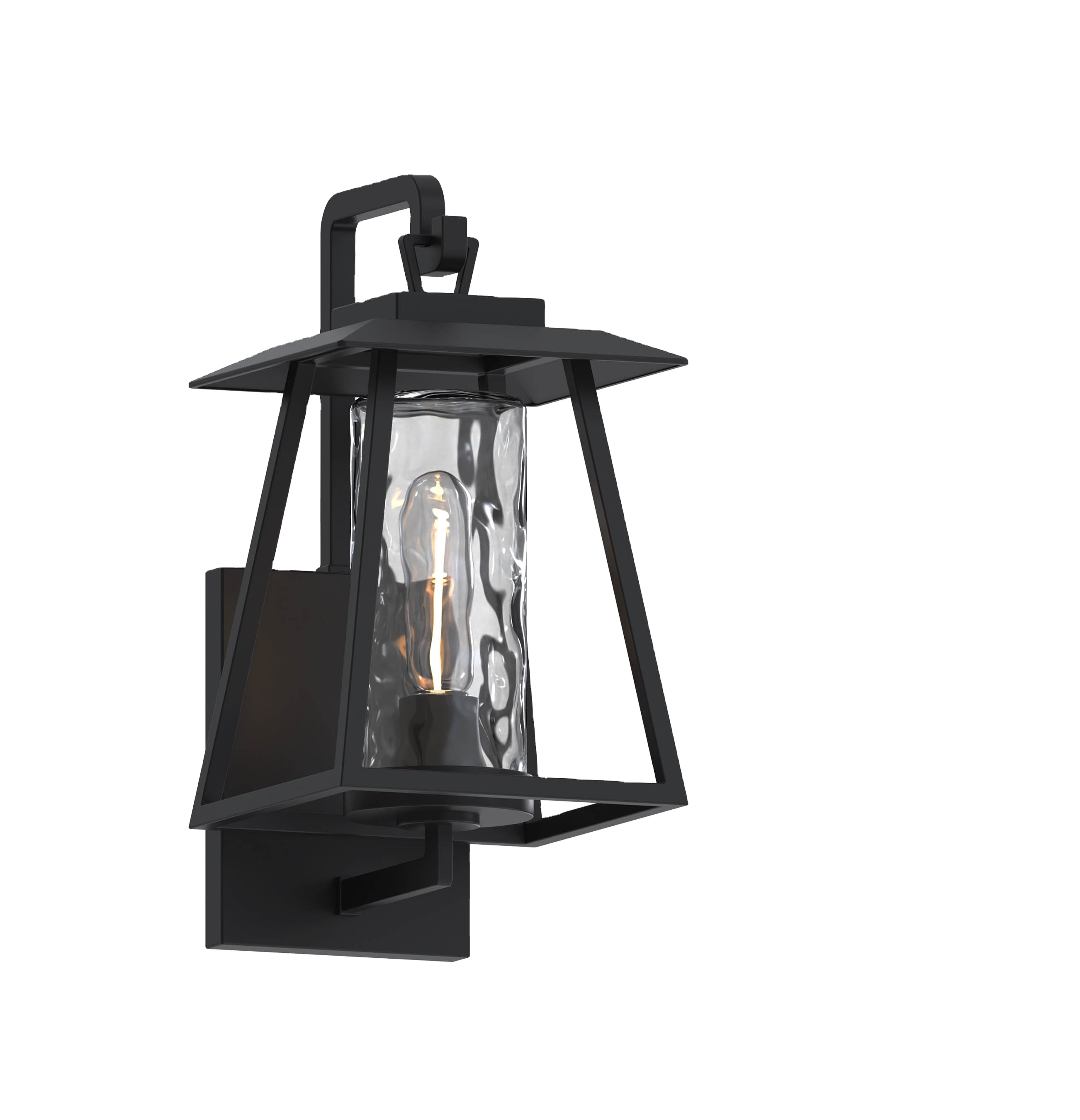 OEM ODM Outdoor Cylinder Stainless Steel Wall Lantern 1-Light Matte Black Sconce Tempered Glass Shade Modern Garden Porch