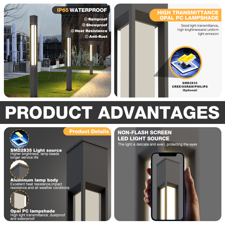 High Quality Landscape IP65 Waterproof Square Pole High Pole Light AC High Brightness Driveway Outdoor LED Garden Lights