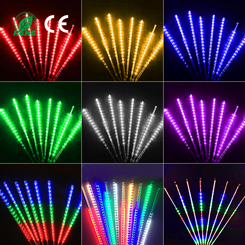 50cm/80cm Outdoor Waterproof 10 Tube LED Meteor Shower Pendant Light Christmas Romantic Atmosphere Wedding Holiday Decoration