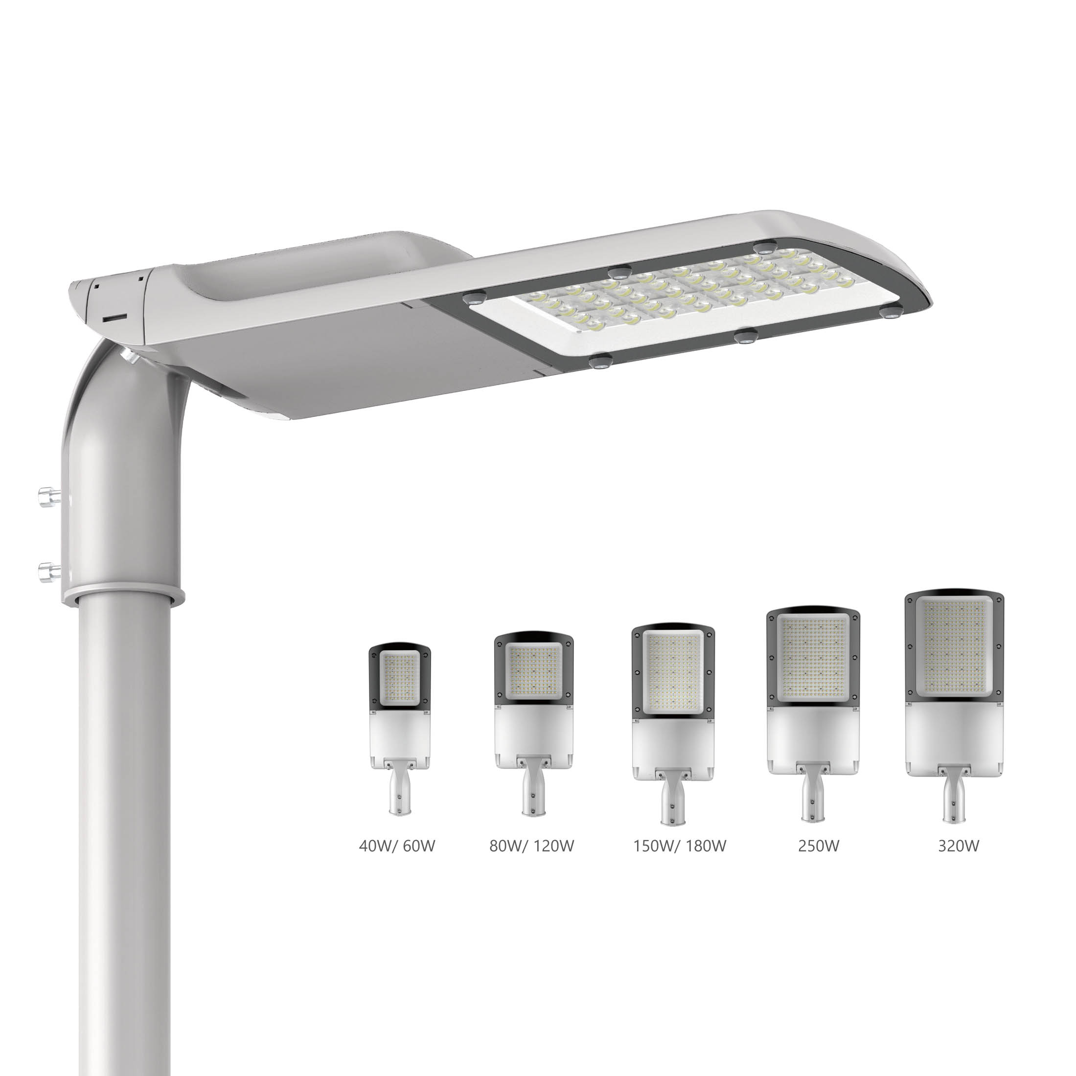 Outdoor IP66 LED Street Lights Aluminum Alloy 40W-320W Smartthings Compatible Motion Sensor 5-Year Warranty Road Lighting