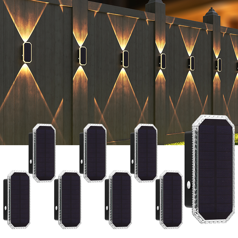 Solar Wall Light Outdoor Waterproof LED Up Down Lighting Solar Powered Garden Fence Patio Wall Lights With Sensor