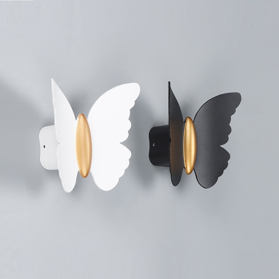 3D Black or White butterfly Design Lights up and Down 6W LED Wall Lamp Light Fixture for Outdoor Courtyard