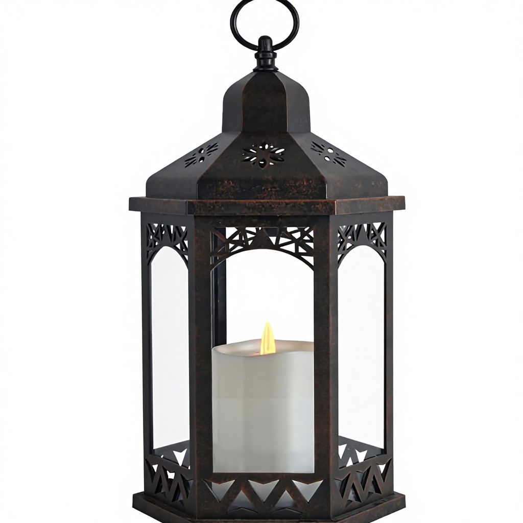 Premium Large Candle Lanterns Outdoor Decorative Indoor Porch Flickering LED Lighting Hexagonal Plastic Battery Operated Hanging