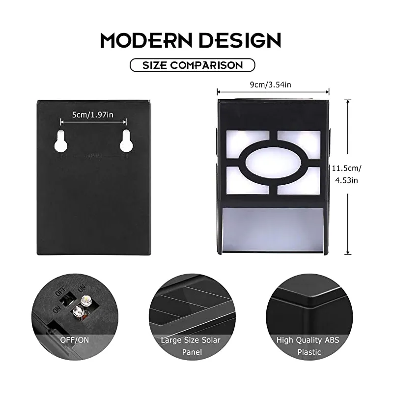 Outdoor Solar LED Wall Light Waterproof Lighting for Deck Fence Patio Garden Landscape Lamp