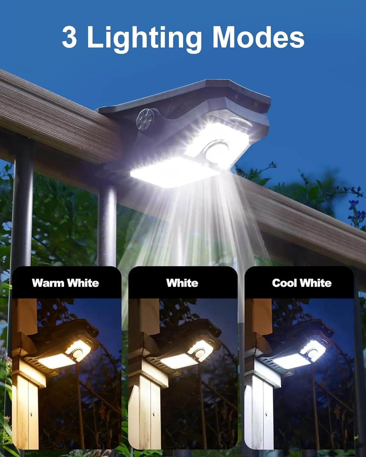 Motion Sensor Outdoor Waterproof Clip on Solar &amp; USB Powered Security Solar Lights for Outside Fence Chain Link Camping Gutter