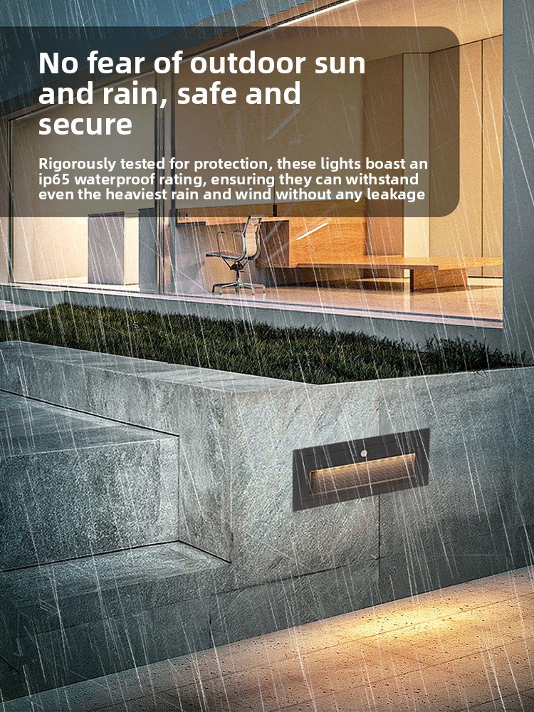 Outdoor IP65 Waterproof Wall-Mounted Step Light with Human Body Induction for Garden Stair Step Lighting