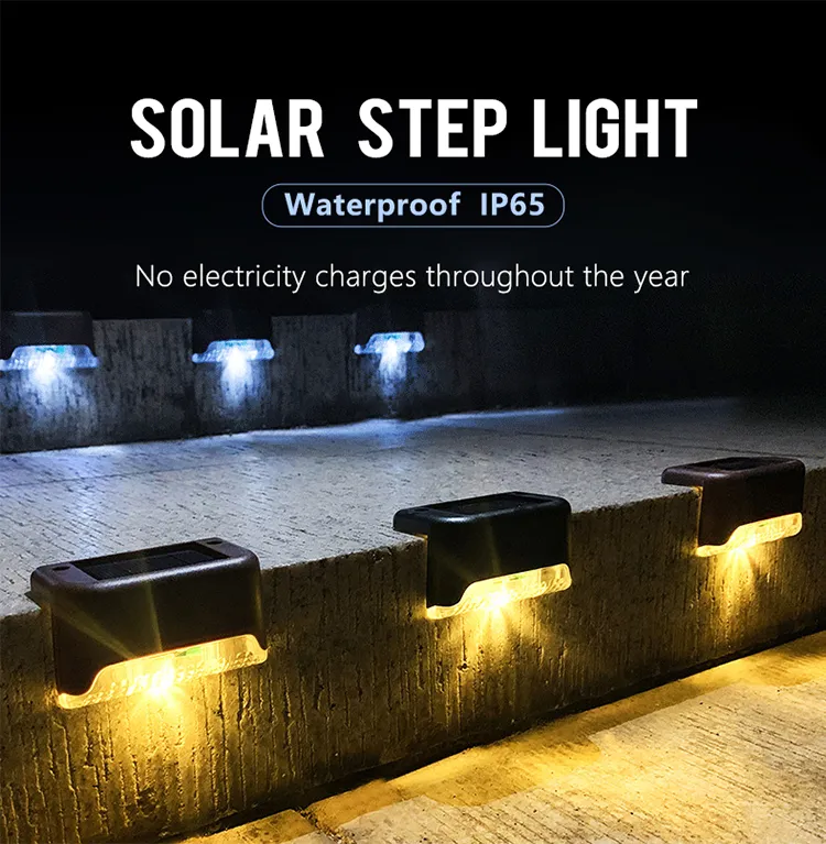 Waterproof Garden Solar Powered Fence Lights Outdoor Yard Deck Light LED Steps Patio Lights Stair Solar Lamp