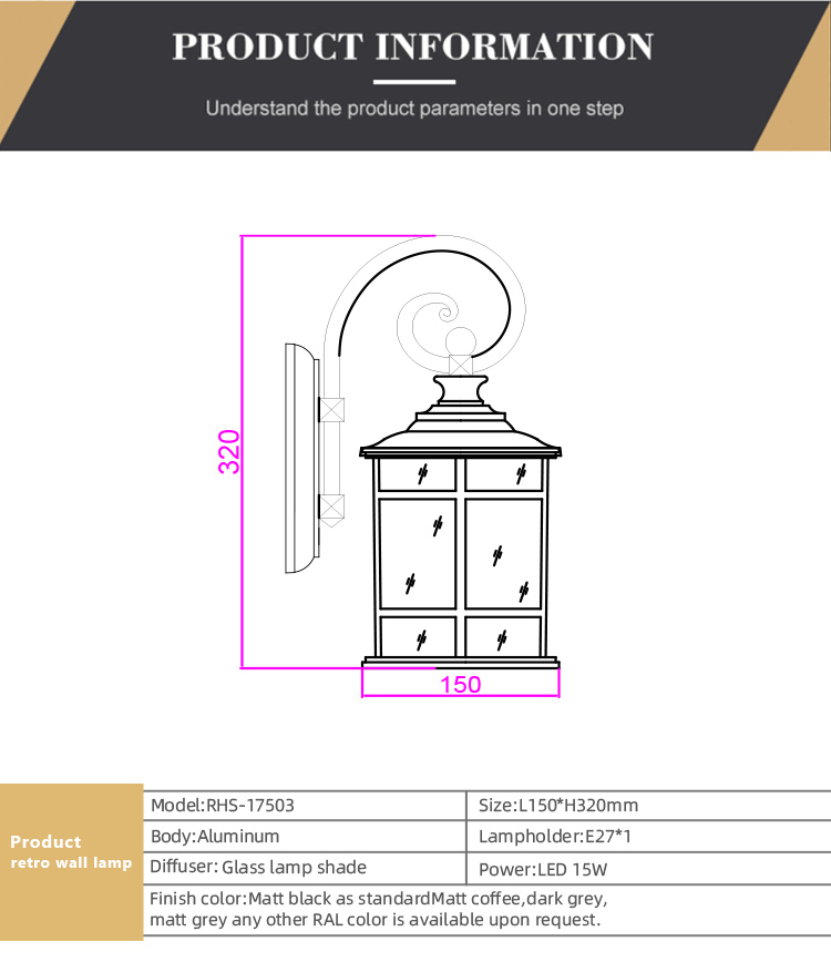 Factory Wall Lamp Waterproof Outside Garden Lantern Sconce Outdoor Porch Wall Lights