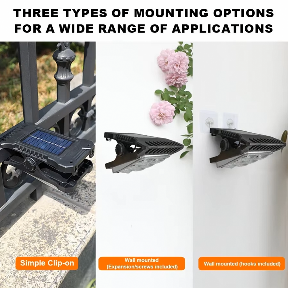 Solar Motion Sensor LED Wall Light Small Waterproof Clip on Dusk to Dawn Outdoor Garden Security Pathway Lighting